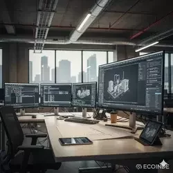 Ingeniero diseñando un sistema HVAC en software CAD, aplicando los estándares y recomendaciones de ASHRAE